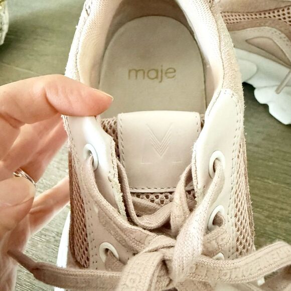 Maje Faster Leather and Suede Trainers in Light Pink - Size 39 - Picture 9 of 9